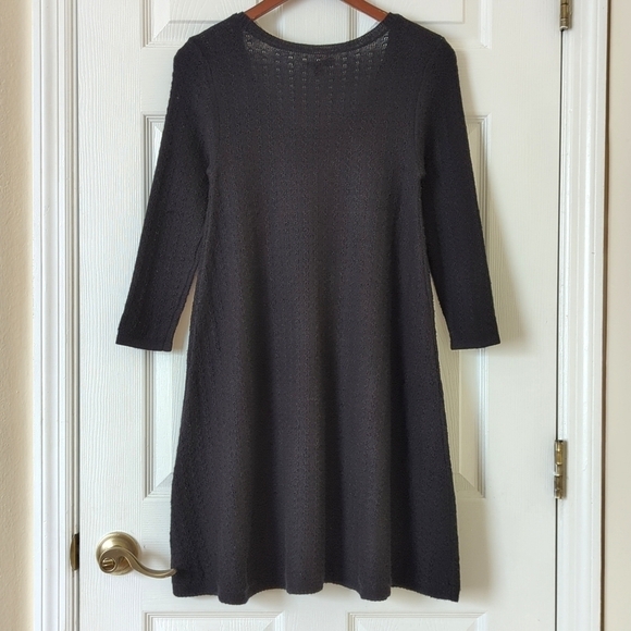American Eagle Knit Quarter Sleeve Round Neck Flowy A-Line Mini Dress Black S - Picture 11 of 12